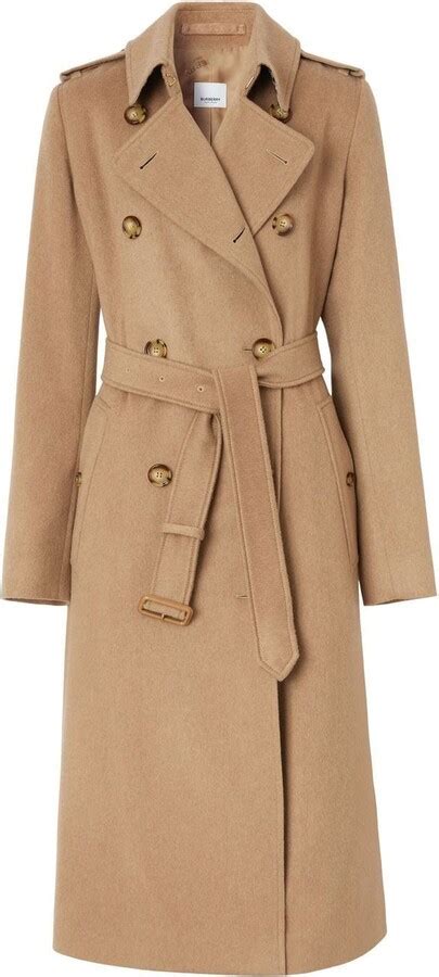 burberry women's trench belted long wool cashmere|burberry kensington cashmere trench coat.